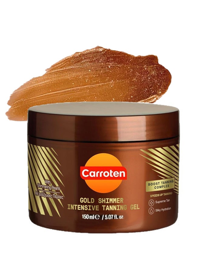 Carroten Gold Shimmer Intensive Tanning Gel 150ml, Browning Tan Accelerator - Image 1
